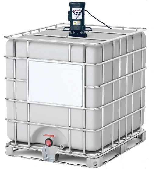 Authentic AGI-TOTE™ mixer installed on an IBC tote